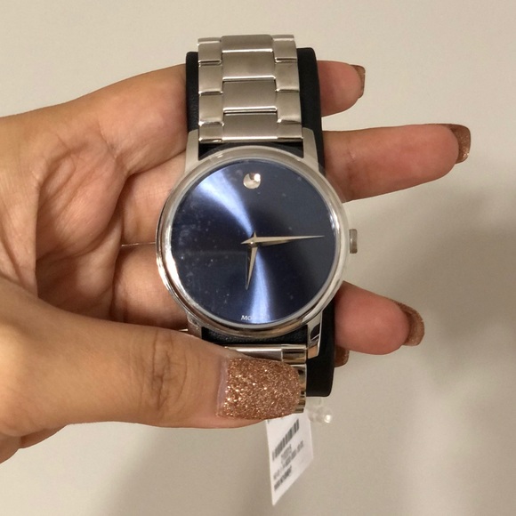Movado Men Watch Navy and Silver
